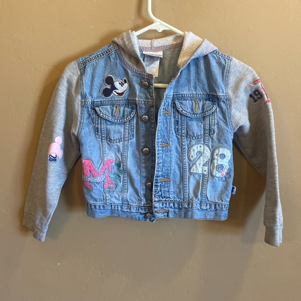 RARE VTG Disneyland Denim Jacket hoodie girls medium gray sweatshirt denim